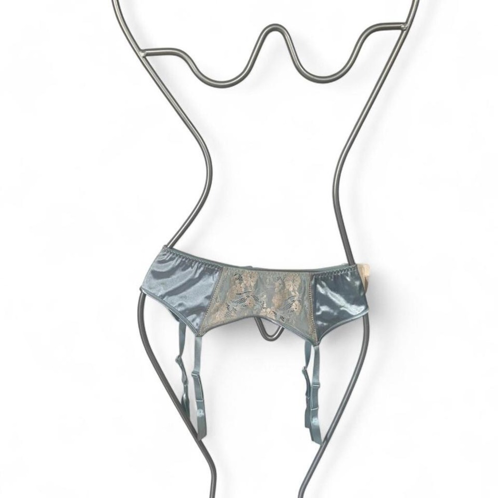 Vintage 90s Blue‎ lace garter belt with adjustable straps size S (s2)